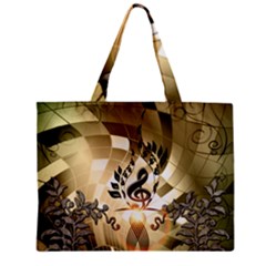 Clef With  And Floral Elements Zipper Tiny Tote Bags