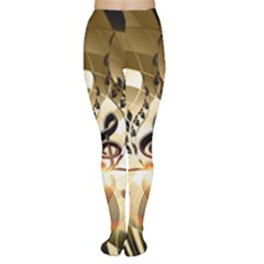 Clef With  And Floral Elements Women s Tights