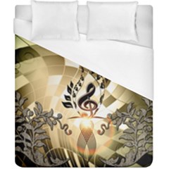 Clef With  And Floral Elements Duvet Cover Single Side (double Size)