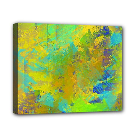 Abstract In Blue, Green, Copper, And Gold Canvas 10  X 8 