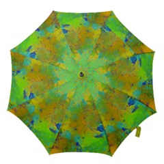 Abstract In Blue, Green, Copper, And Gold Hook Handle Umbrellas (large)