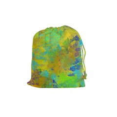 Abstract In Blue, Green, Copper, And Gold Drawstring Pouches (medium) 