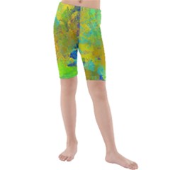 Abstract In Blue, Green, Copper, And Gold Kid s Swimwear