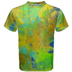 Abstract In Blue, Green, Copper, And Gold Men s Cotton Tees