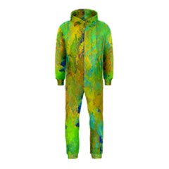 Abstract In Blue, Green, Copper, And Gold Hooded Jumpsuit (kids) by digitaldivadesigns