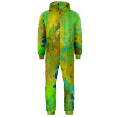 Abstract In Blue, Green, Copper, And Gold Hooded Jumpsuit (men)  by digitaldivadesigns