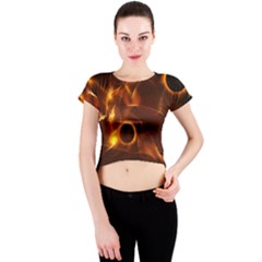 Fire And Flames In The Universe Crew Neck Crop Top