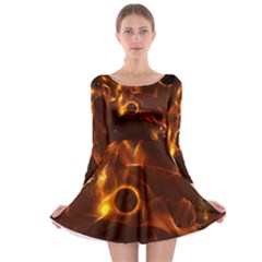 Fire And Flames In The Universe Long Sleeve Skater Dress