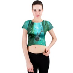 Wonderful Dolphin Crew Neck Crop Top