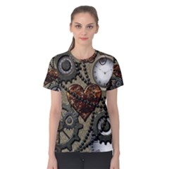 Steampunk With Heart Women s Cotton Tees