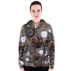 Steampunk With Heart Women s Zipper Hoodies