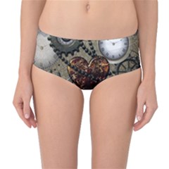 Steampunk With Heart Mid-waist Bikini Bottoms