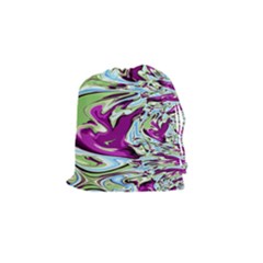 Purple, Green, And Blue Abstract Drawstring Pouches (small) 