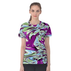 Purple, Green, And Blue Abstract Women s Cotton Tees