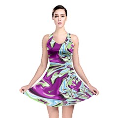 Purple, Green, And Blue Abstract Reversible Skater Dresses by digitaldivadesigns