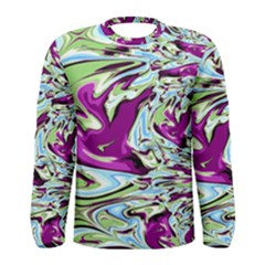 Purple, Green, And Blue Abstract Men s Long Sleeve T-shirts