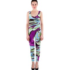 Purple, Green, And Blue Abstract Onepiece Catsuits by digitaldivadesigns