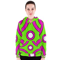 Neon Green Pink Abstract  Women s Zipper Hoodies