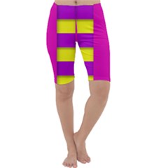 Florescent Pink Purple Abstract  Cropped Leggings by OCDesignss