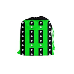 Florescent Green Polka-dot  Drawstring Pouches (medium) 