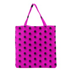 Hot Pink Black Polka-dot  Grocery Tote Bags