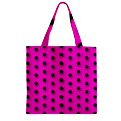 Hot Pink Black Polka-dot  Zipper Grocery Tote Bags