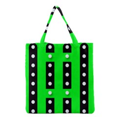 Florescent Green Black Polka-dot  Grocery Tote Bags