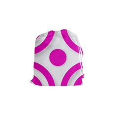 Florescent Pink White Abstract  Drawstring Pouches (small) 