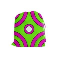 Neon Green Black Pink Abstract  Drawstring Pouches (large) 