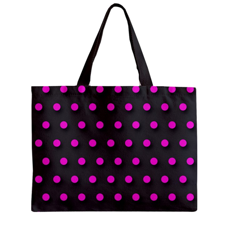 Pink Grey Polka-dot  Zipper Tiny Tote Bags