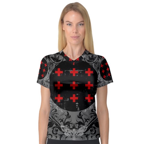 Occult Theme #2 Women s V-neck Sport Mesh Tee by Lab80