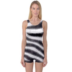 Zebra Print Abstract  Women s Boyleg One Piece Swimsuits