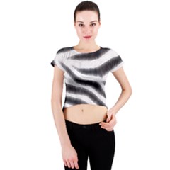 Zebra Print Abstract  Crew Neck Crop Top