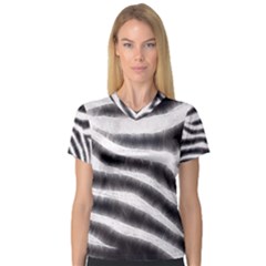 Zebra Print Abstract  Women s V-neck Sport Mesh Tee