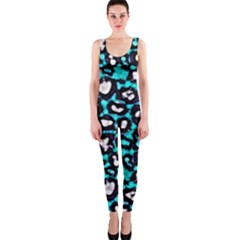 Turquoise Black Cheetah Abstract  Onepiece Catsuits by OCDesignss