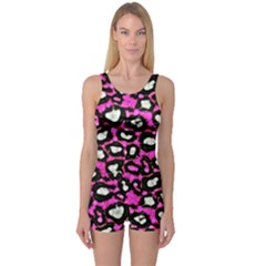 Pink Cheetah Abstract  Women s Boyleg One Piece Swimsuits