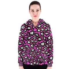 Pink Cheetah Abstract  Women s Zipper Hoodies