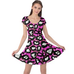 Pink Cheetah Abstract  Cap Sleeve Dresses