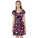 Pink Cheetah Abstract  Short Sleeve Skater Dresses View1