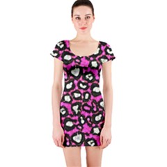 Pink Cheetah Abstract  Short Sleeve Bodycon Dresses