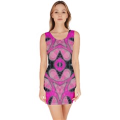 Pink Black Abstract  Bodycon Dresses