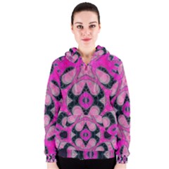 Pink Black Abstract  Women s Zipper Hoodies