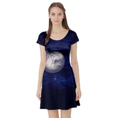 Moon And Stars Short Sleeve Skater Dresses