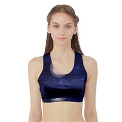 Moon And Stars Women s Sports Bra With Border