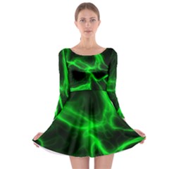 Cosmic Energy Green Long Sleeve Skater Dress