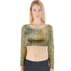 Beautiful  Decorative Vintage Design Long Sleeve Crop Top