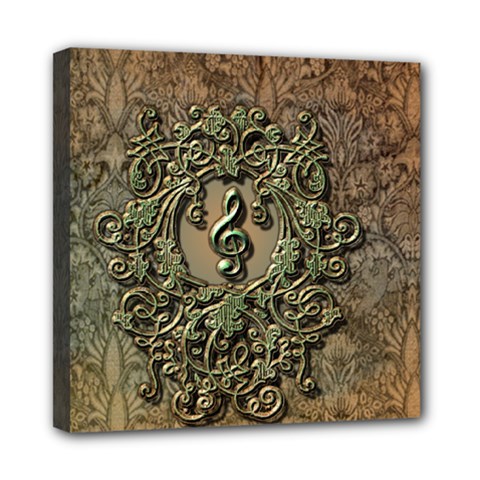 Elegant Clef With Floral Elements On A Background With Damasks Mini Canvas 8  X 8 