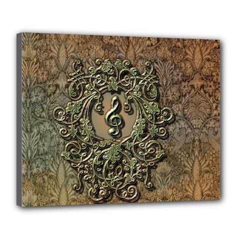 Elegant Clef With Floral Elements On A Background With Damasks Canvas 20  X 16 