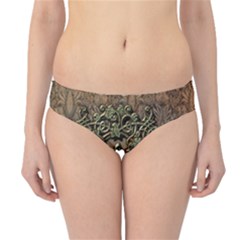 Elegant Clef With Floral Elements On A Background With Damasks Hipster Bikini Bottoms by FantasyWorld7