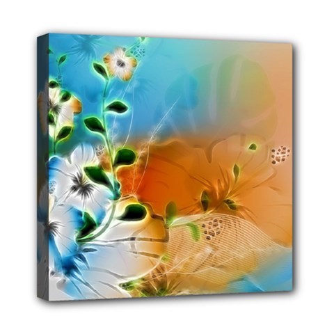 Wonderful Flowers In Colorful And Glowing Lines Mini Canvas 8  X 8 